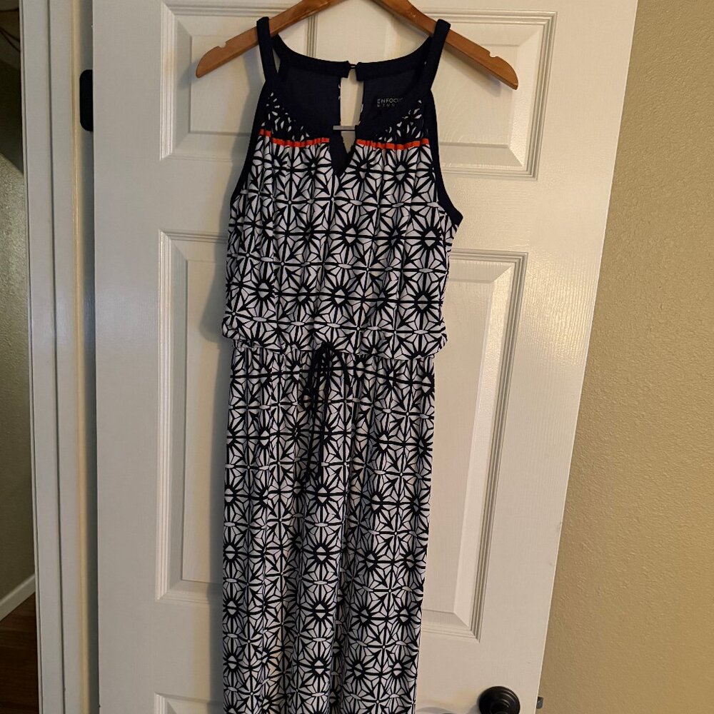 Navy and White Maxi Dress